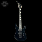 Black electric guitar on a black background with 'Tone Shop' logo.