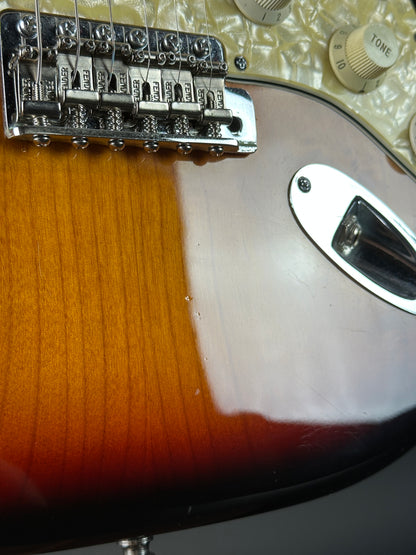 Wear on body of Used Fender Bonnie Raitt Stratocaster.