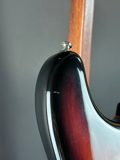 Wear on horn of Used Fender Bonnie Raitt Stratocaster.