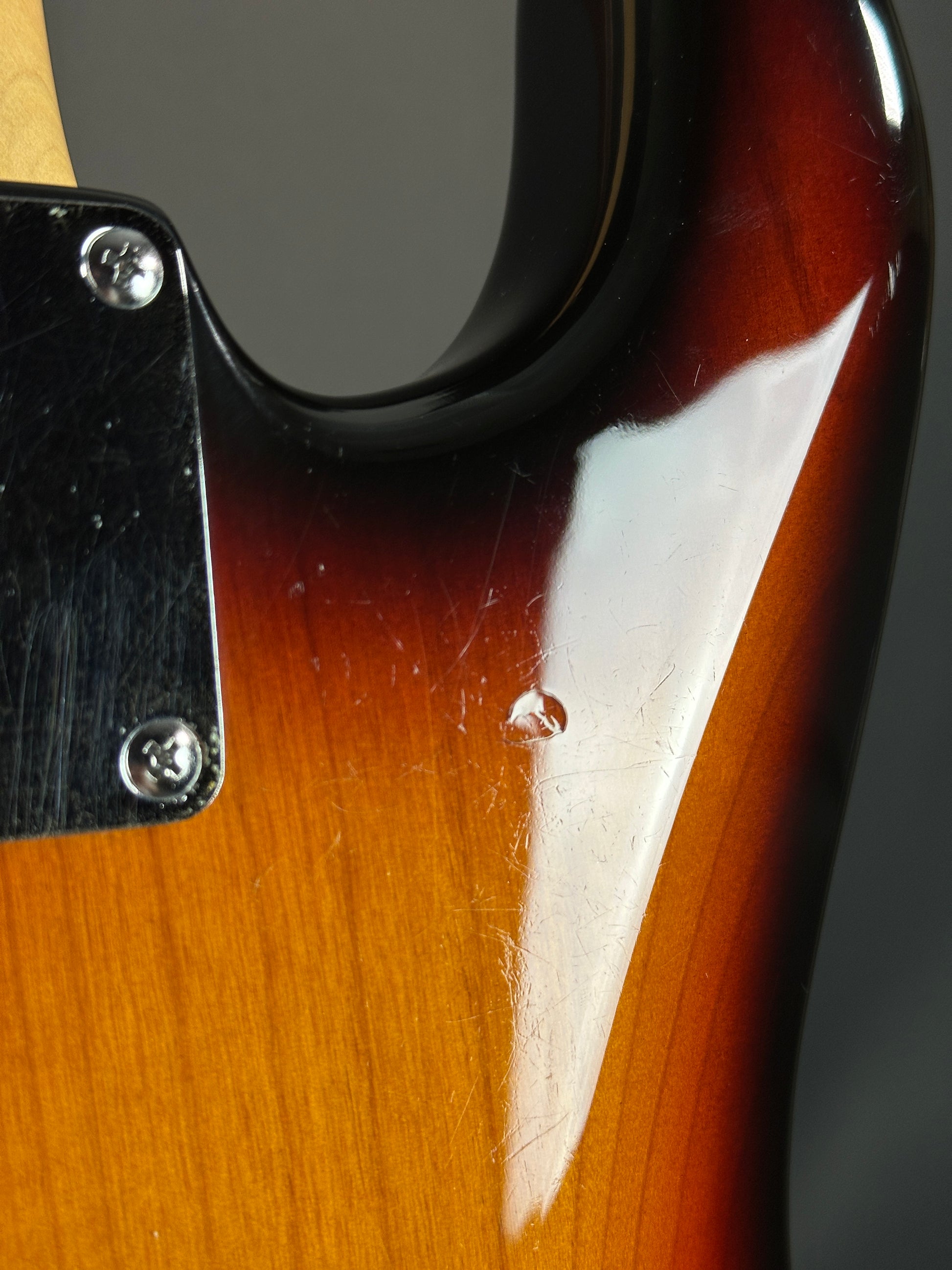 Wear on back of Used Fender Bonnie Raitt Stratocaster.