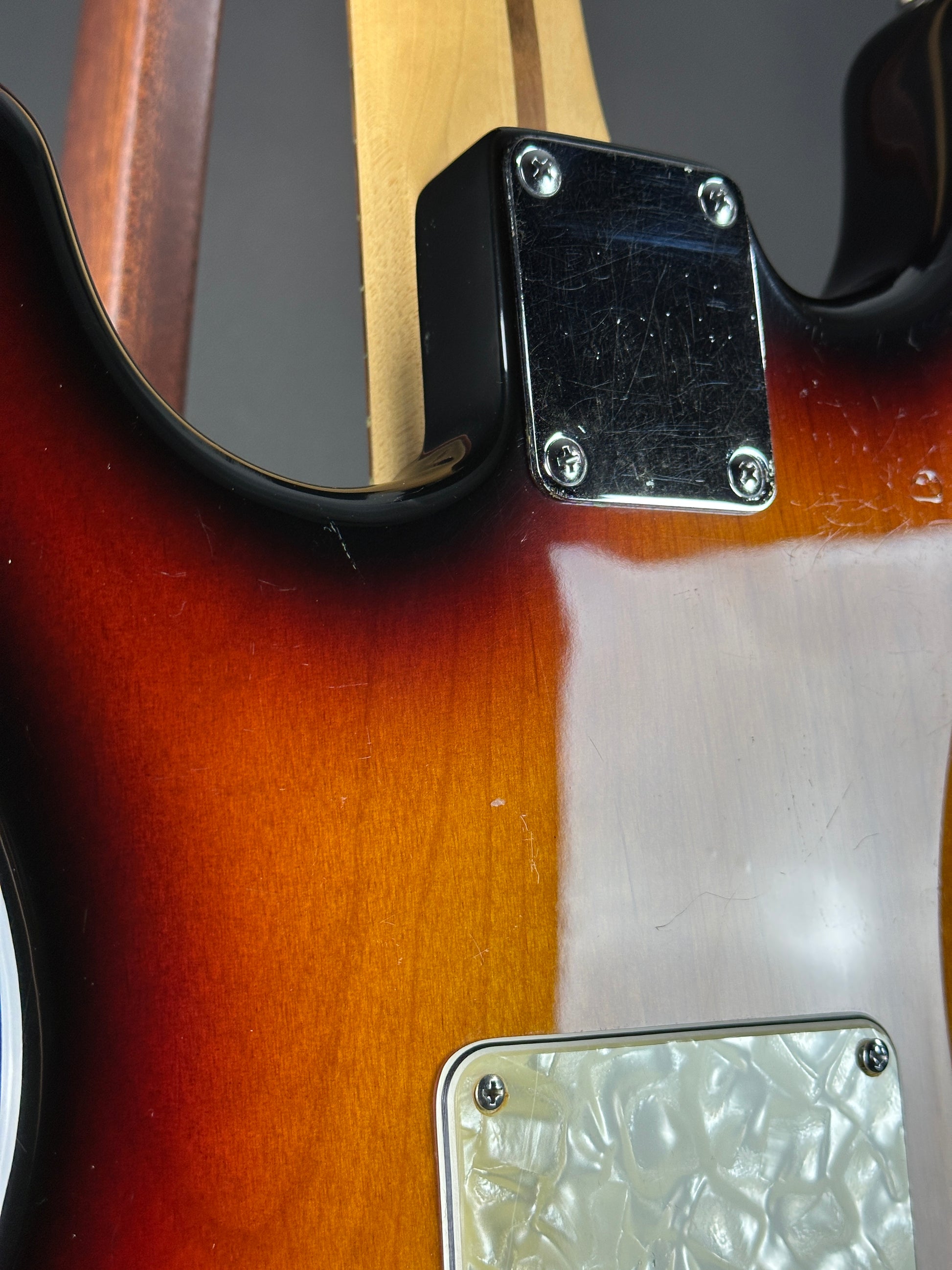 Wear on back of Used Fender Bonnie Raitt Stratocaster.