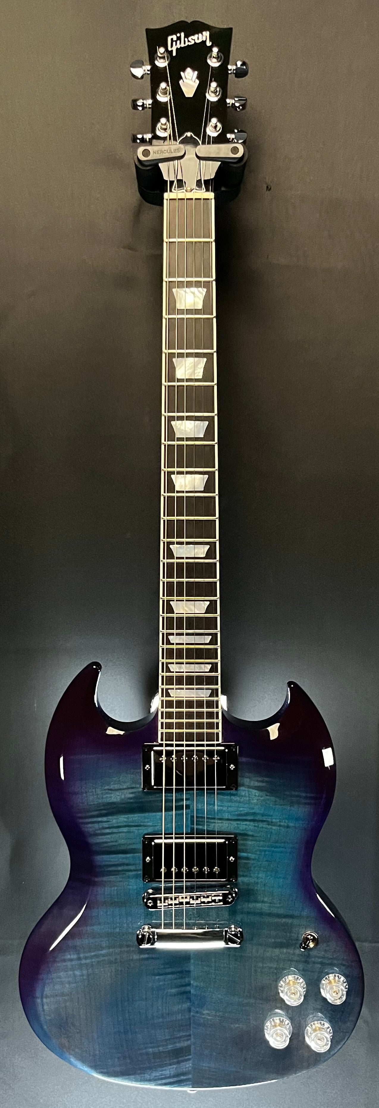Full Front of Used Gibson Modern SG Blueberry Fade w/case TFW278