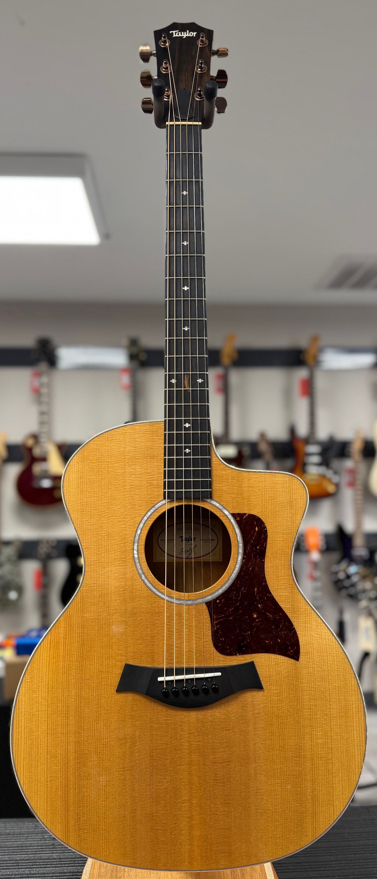Full front of Used taylor 214ce-K DLX Natural w/case TSS6315