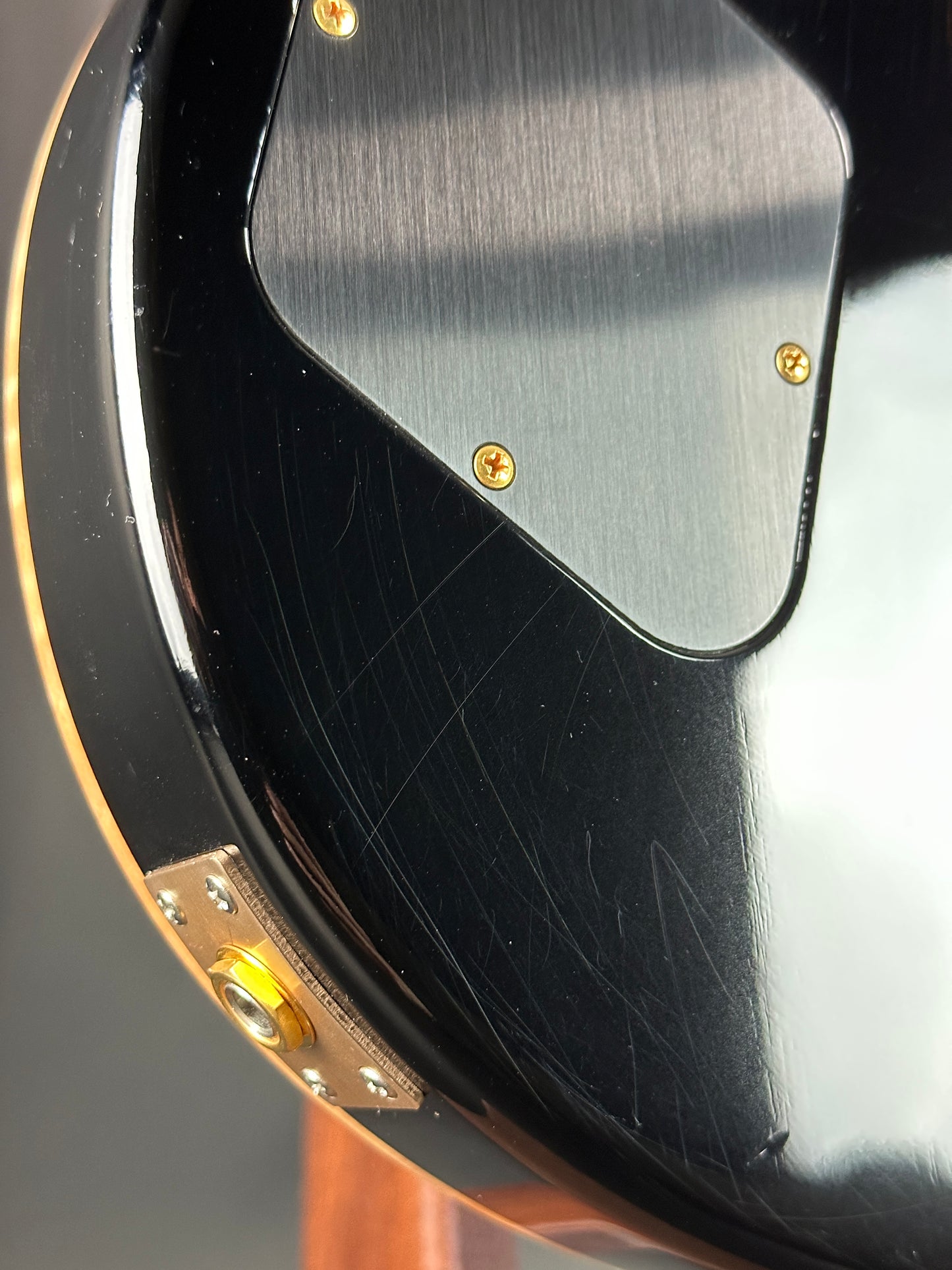 Scratches on back of Used PRS McCarty 594 Singlecut 10-Top Charcoal Burst.