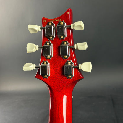 Back of headstock of Used PRS McCarty 594 Singlecut 10-Top McCarty Sunburst.