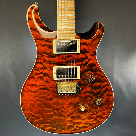 Front of Used 2019 PRS Fatback 24 Wood Library 10 Top Orange Tiger w/case TFW284