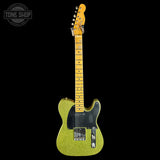 Full front of Fender Custom Shop TSG Exclusive ’52 Telecaster Chambered Chartreuse Sparkle Journeyman Relic.