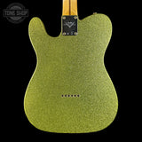 Back of Fender Custom Shop TSG Exclusive ’52 Telecaster Chambered Chartreuse Sparkle Journeyman Relic.