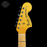 Headstock of Fender Custom Shop Limited Edition 1968 Stratocaster Relic Aged Black.