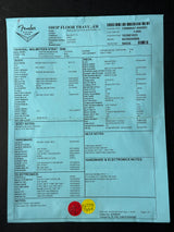 Spec sheet for Fender Custom Shop Yngwie Malmsteen Strat Sonic Blue.