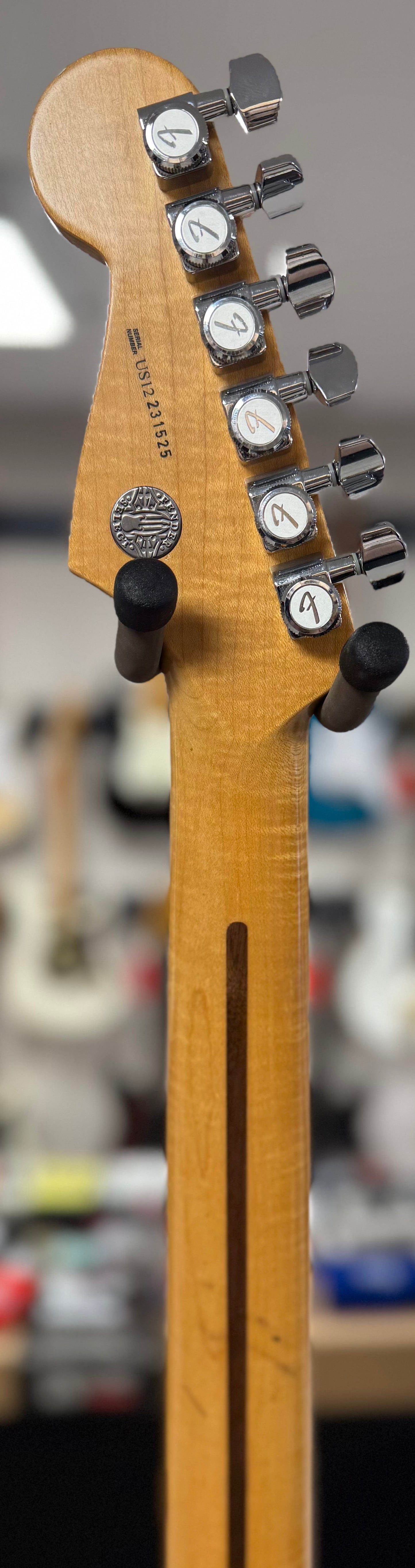 Back of neck of Used 2012 Fender Select Stratocaster Dark Cherry Burst w/case TSS6295