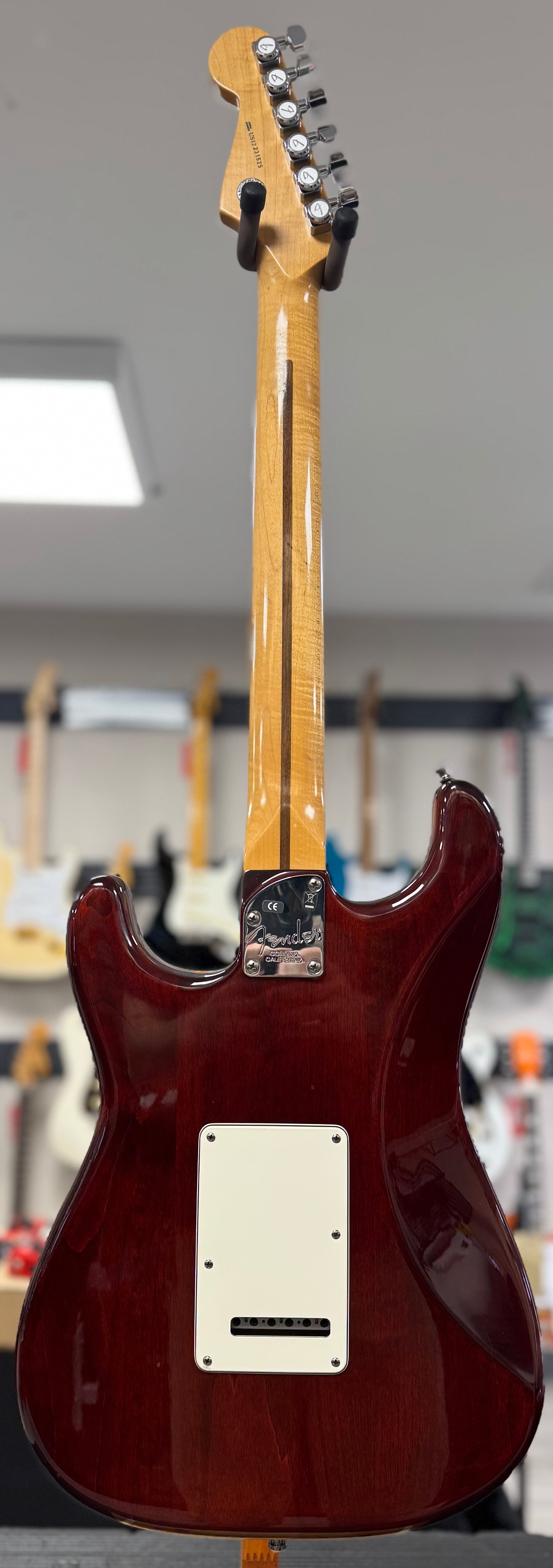 Back of whole Used 2012 Fender Select Stratocaster Dark Cherry Burst w/case TSS6295