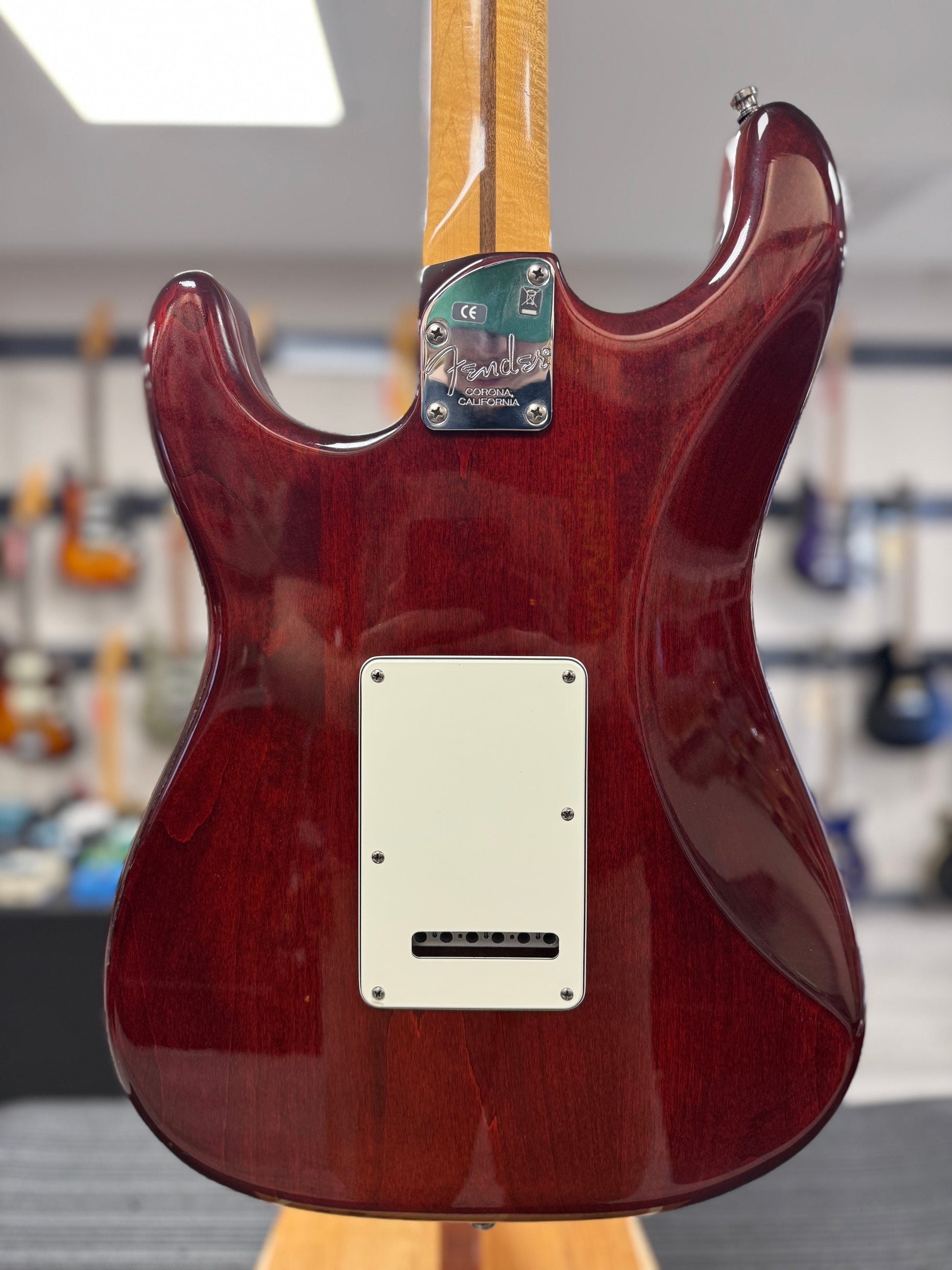 Back of body of Used 2012 Fender Select Stratocaster Dark Cherry Burst w/case TSS6295