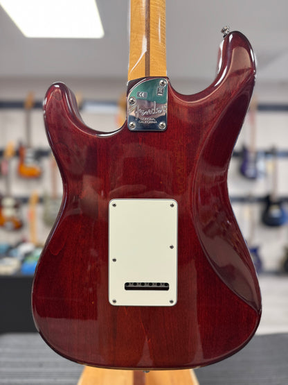 Back of body of Used 2012 Fender Select Stratocaster Dark Cherry Burst w/case TSS6295