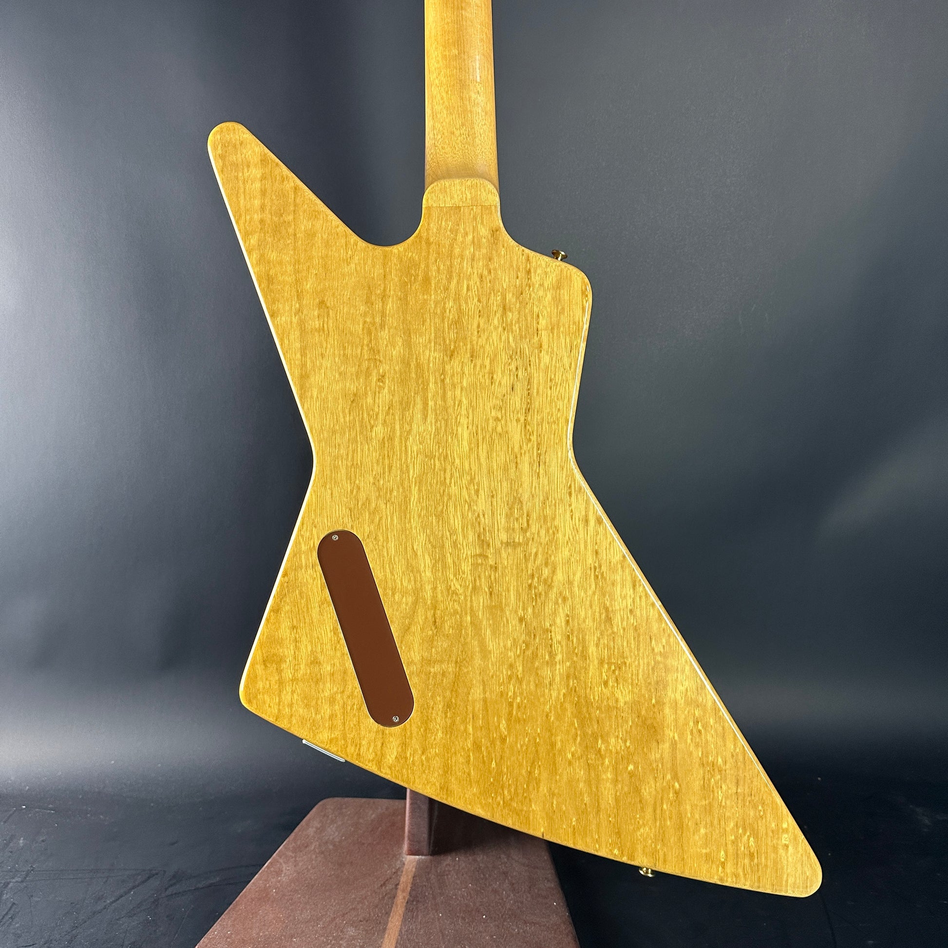 Back of Used 2022 Gibson Custom Shop 1958 Explorer Reissue Korina Black Pickguard.