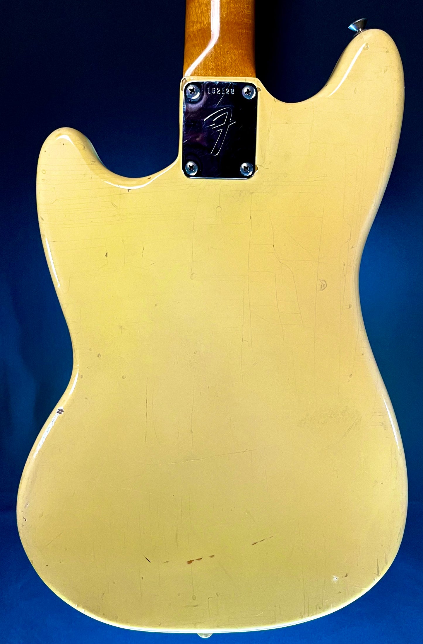 Back of Used Vintage 1967 Fender Musicmaster II Blonde RW w/Case TFW320