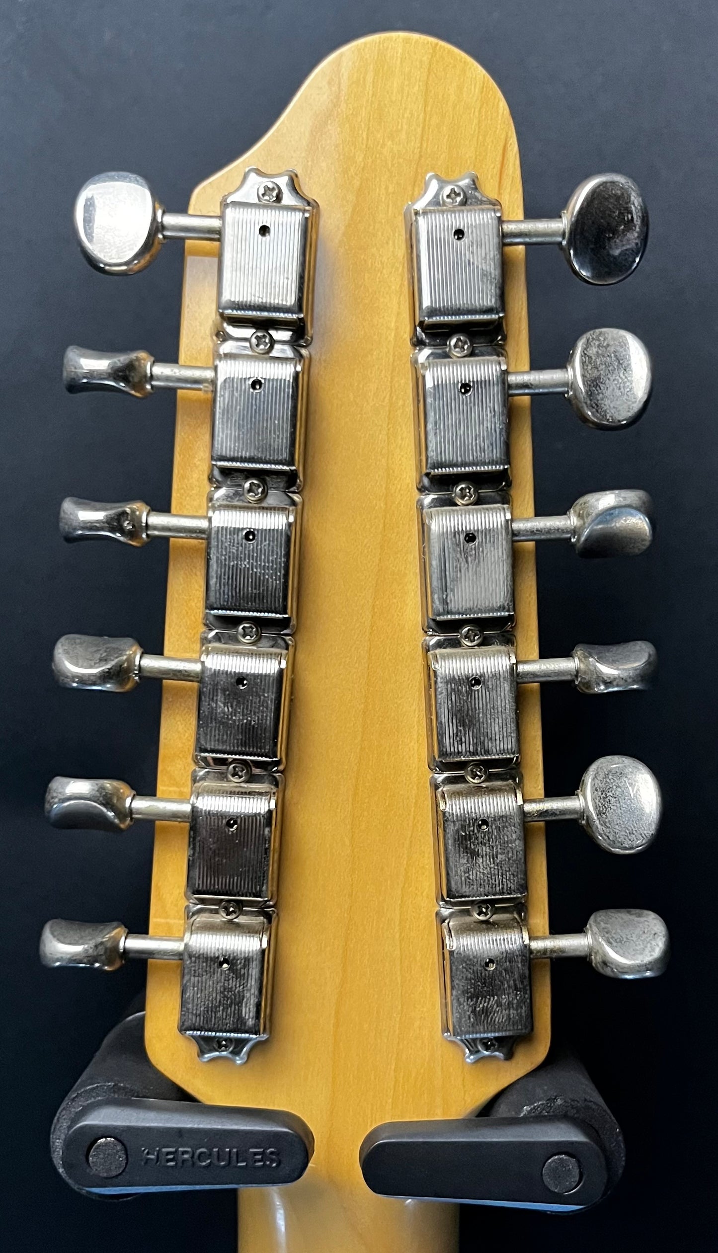 Back of headstock of Used 1997 Squier Venus Vista XII Crafted in Japan 12 String w/Case TFW334