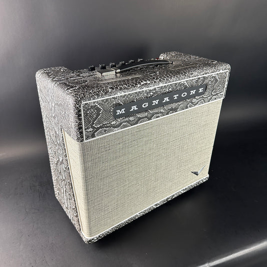 Vintage-style guitar amplifier with 'Magnatone' branding on a dark background