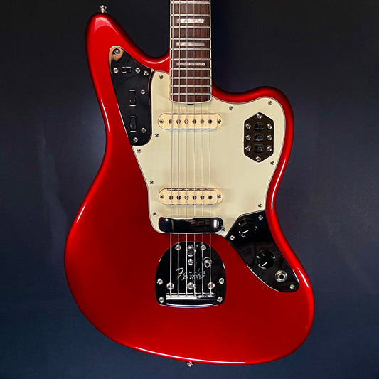 Front of Used 2012 Fender 50th Anniversary Jaguar Candy Apple Red w/Case TFW314