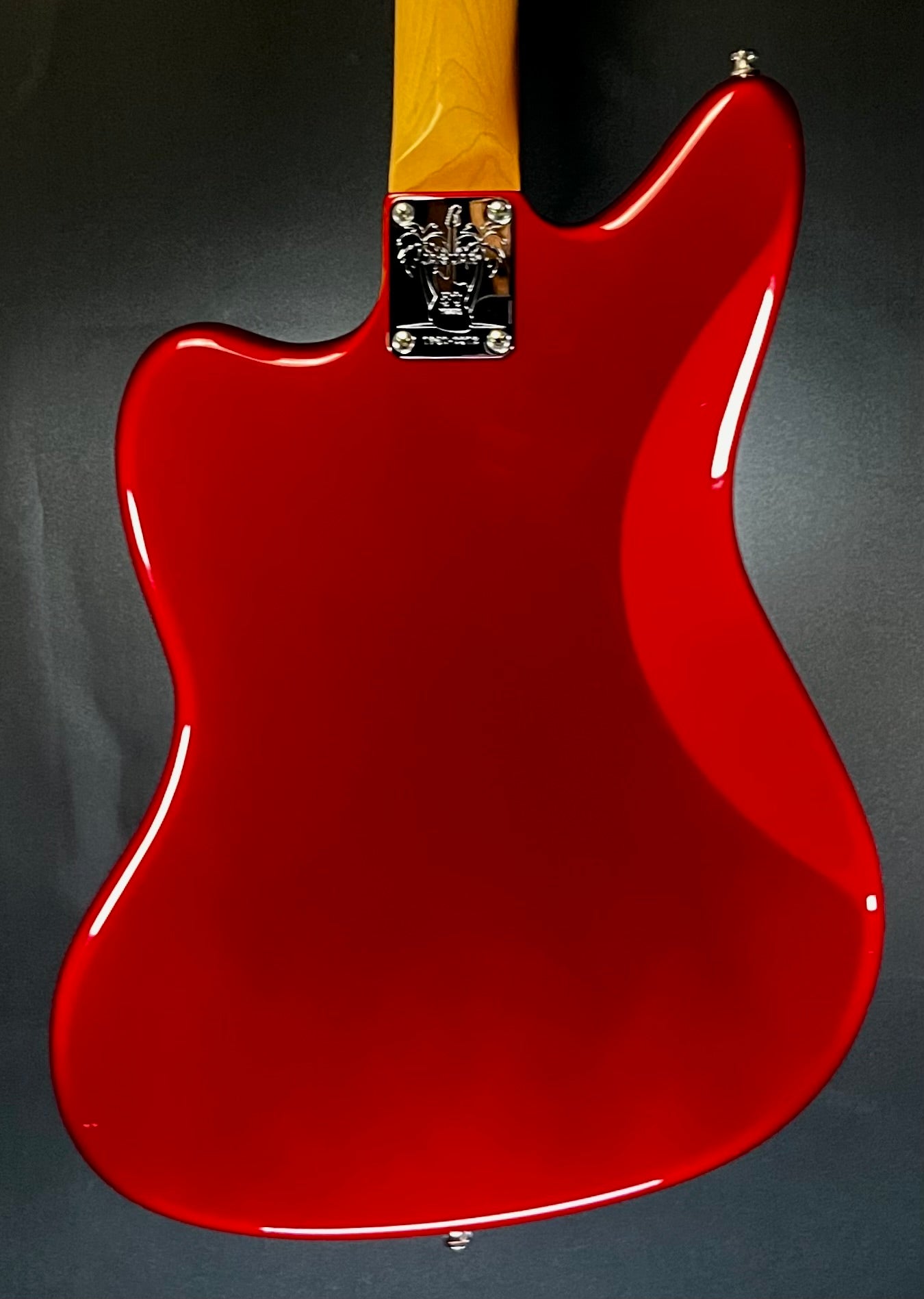 Back of Used 2012 Fender 50th Anniversary Jaguar Candy Apple Red w/Case TFW314