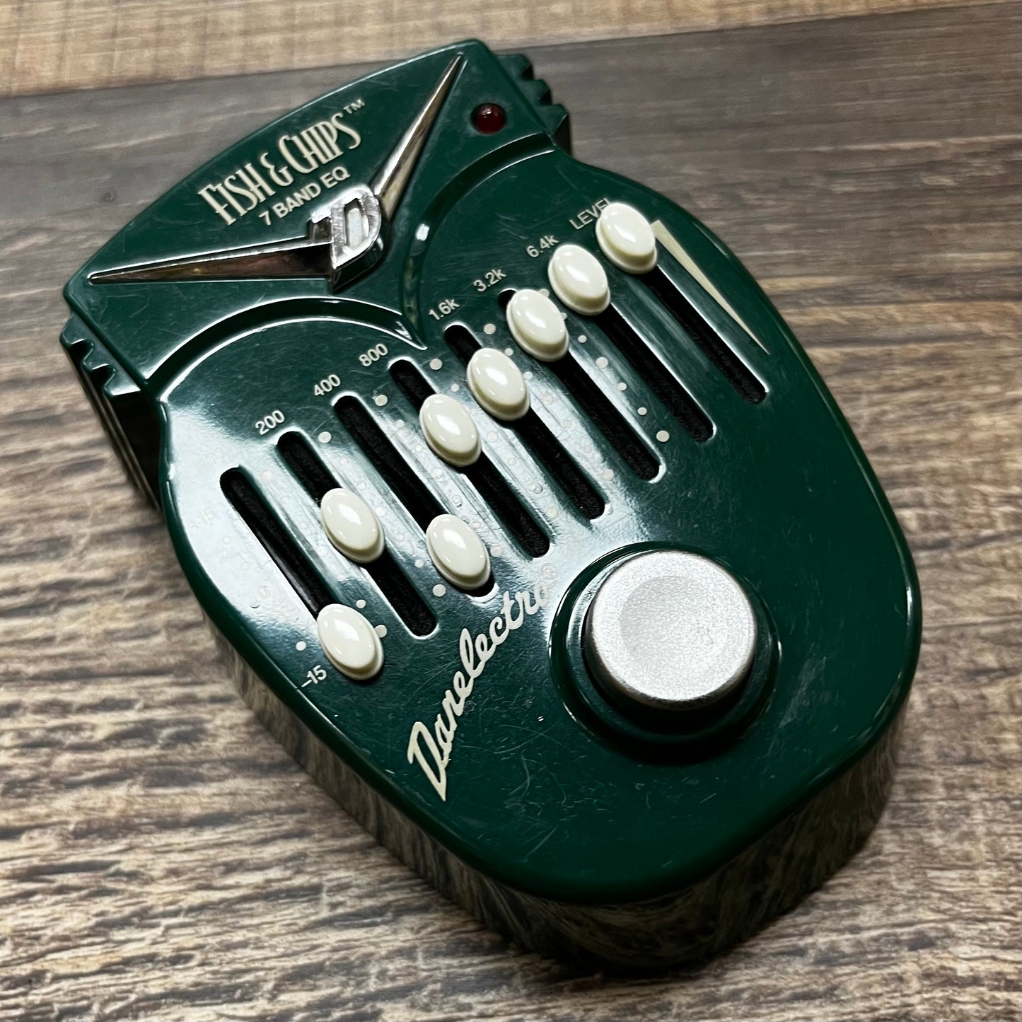 Side of Used Danelectro Fish & Chips 7 Band EQ Pedal TFW323