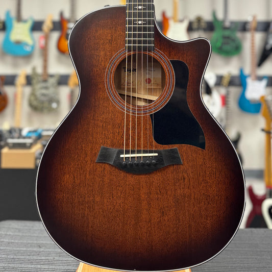 Front of body of Used Taylor 324ce Shaded Edgeburst w/case TSS6379