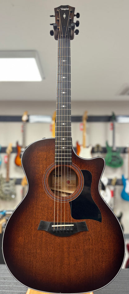 Front of whole Used Taylor 324ce Shaded Edgeburst w/case TSS6379