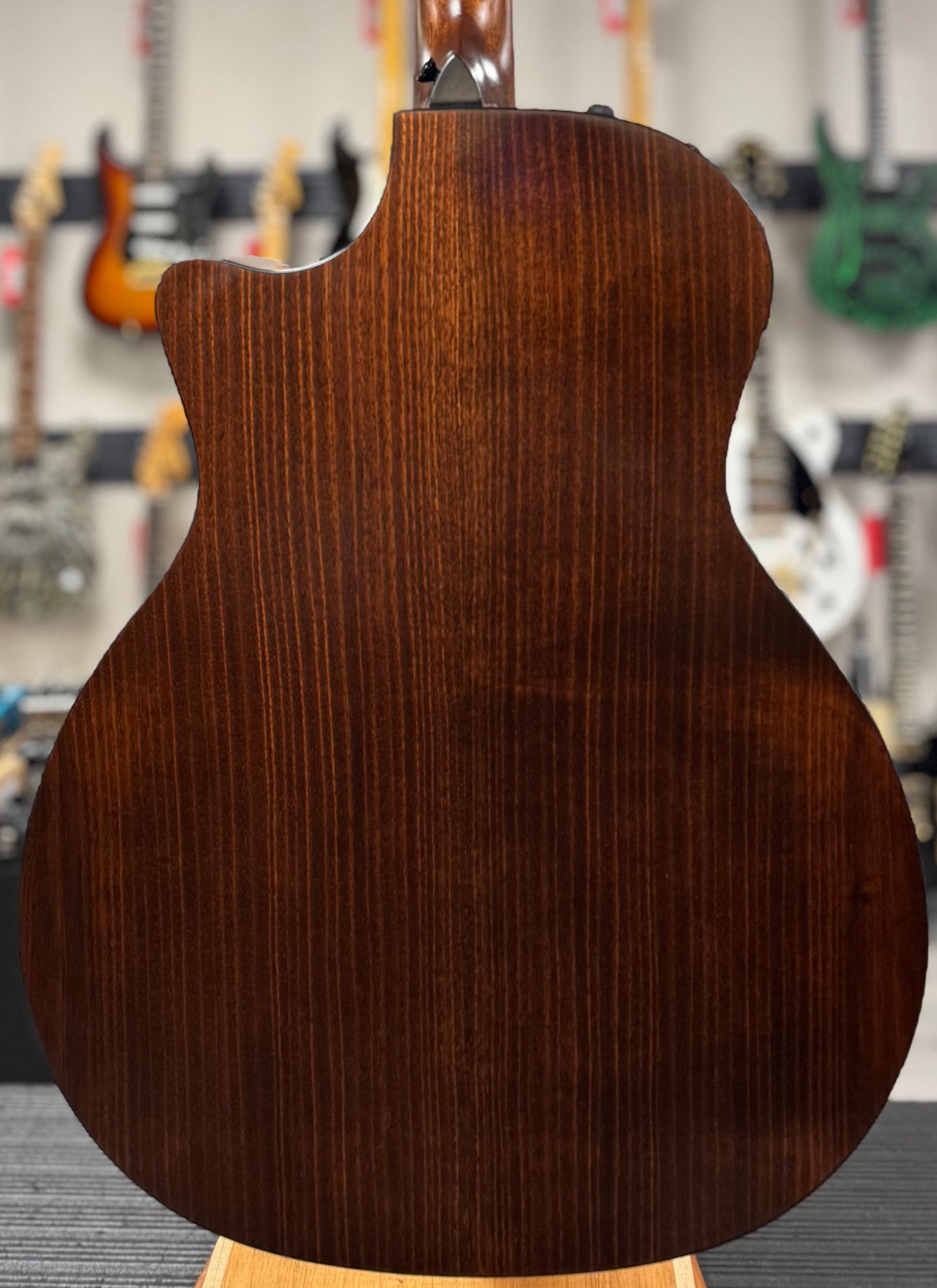 Back of body of Used Taylor 324ce Shaded Edgeburst w/case TSS6379