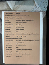 Spec sheet for Martin Custom Shop HD-28 Adirondack / Exceptional Broad Figure Koa.