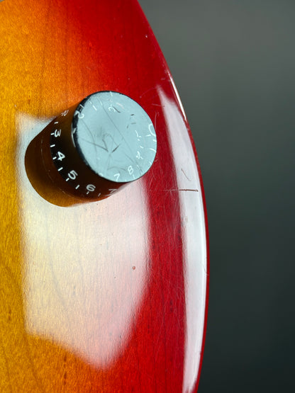 Close-up of a guitar's control knob with a blurred background