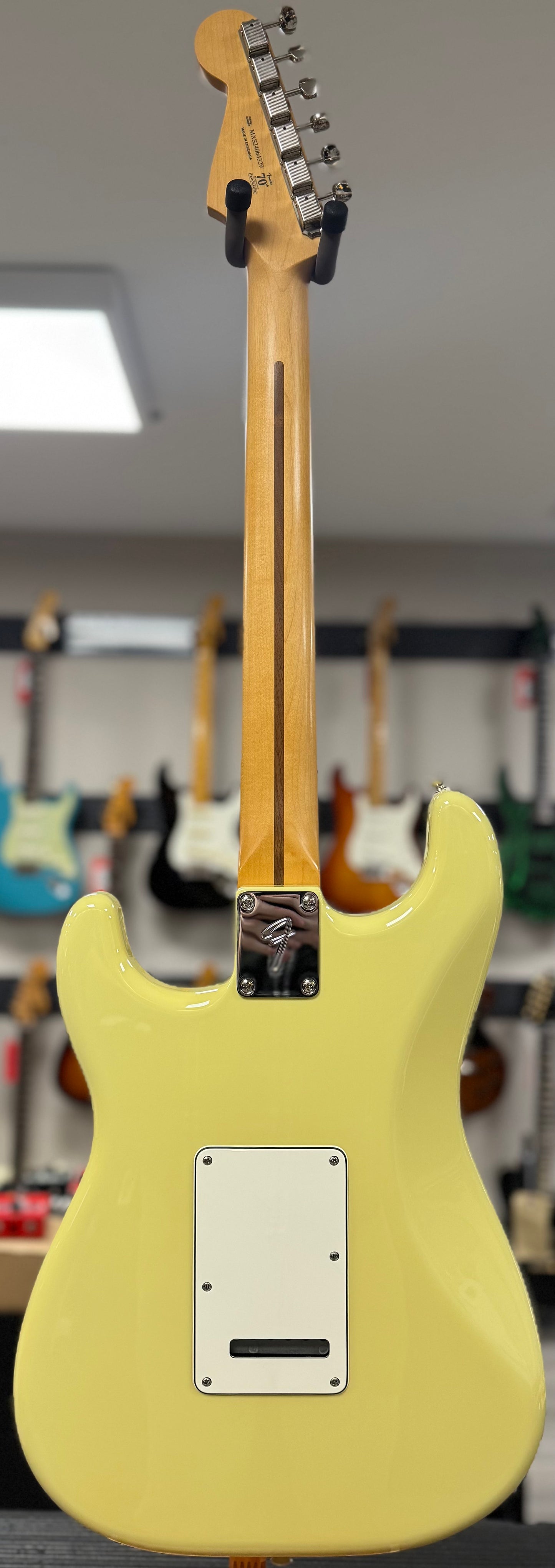 Back of whole Used Fender Player II Stratocaster Hileah Yellow w/case TSS6387