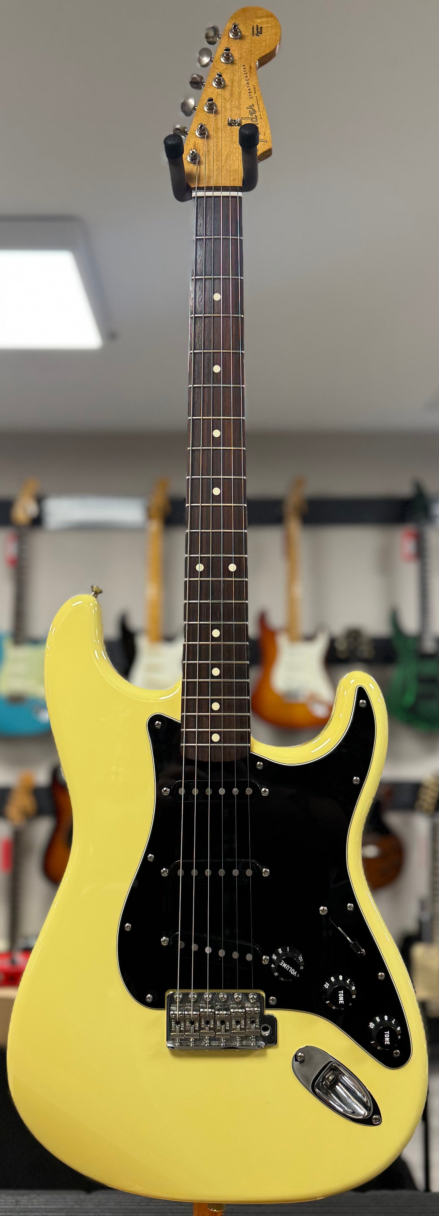 Front of whole Used Fender Classic 60s Stratocaster Canary Diamond w/bag TSS6386