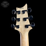 Back of headstock of 2024 PRS Paul Reed Smith CE24 Semi-Hollow Quilt Eriza Verde.