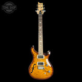 Full front of PRS Paul Reed Smith CE24 Semi-Hollow Quilt Black Amber.