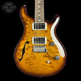 Front of PRS Paul Reed Smith CE24 Semi-Hollow Quilt Black Amber.