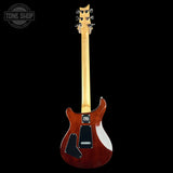 Full back of PRS Paul Reed Smith CE24 Semi-Hollow Quilt Black Amber.