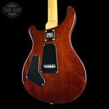 Back angle of PRS Paul Reed Smith CE24 Semi-Hollow Quilt Black Amber.