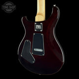 Back angle of 2024 PRS Paul Reed Smith CE24 Semi-Hollow Quilt Black Amber.