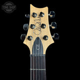 Headstock of 2024 PRS Paul Reed Smith CE24 Semi-Hollow Quilt Eriza Verde.