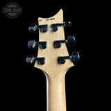 Back of headstock of 2024 PRS Paul Reed Smith CE24 Semi-Hollow Quilt Eriza Verde.