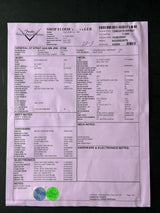 Product label with text and a green circle on a black background