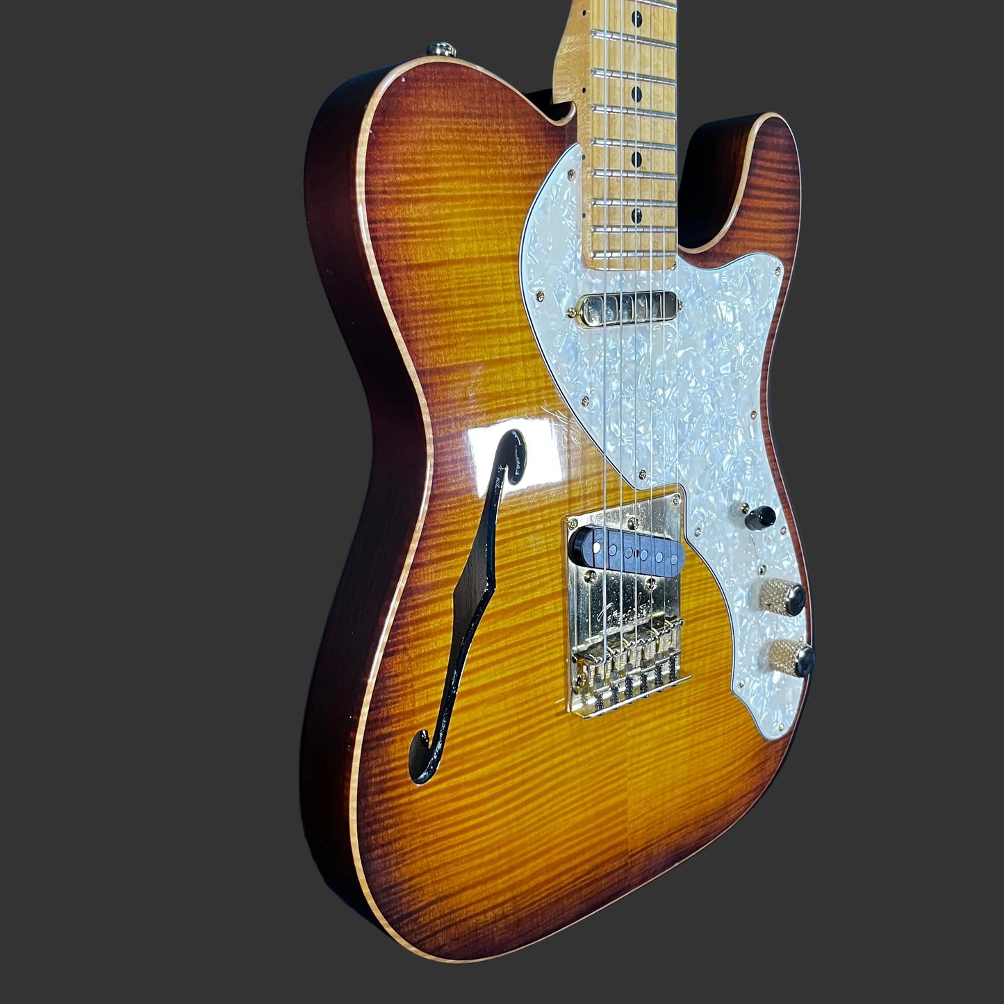 Side front of Used 2013 Fender Select Thinline Telecaster GH w/case TFW3031