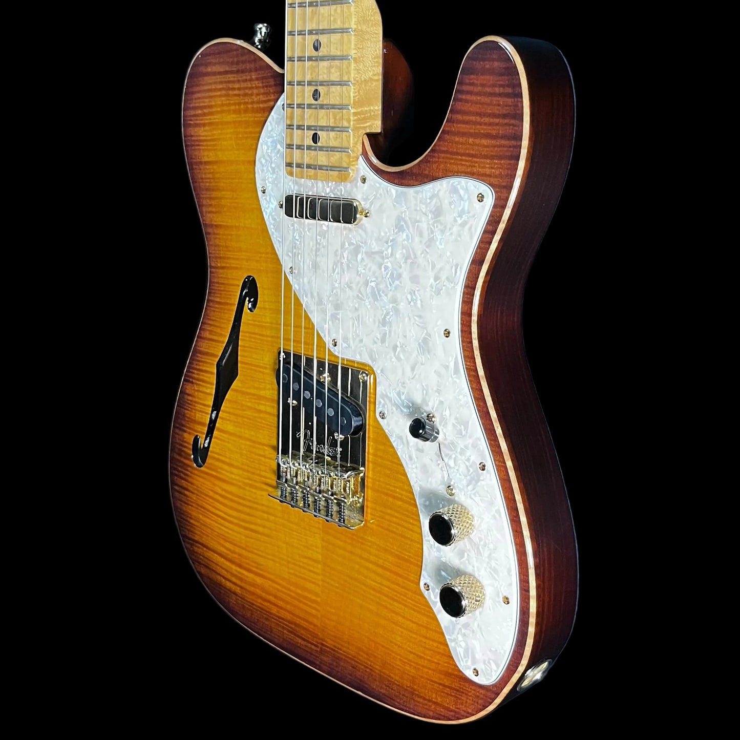 Side front of Used 2013 Fender Select Thinline Telecaster GH w/case TFW3031