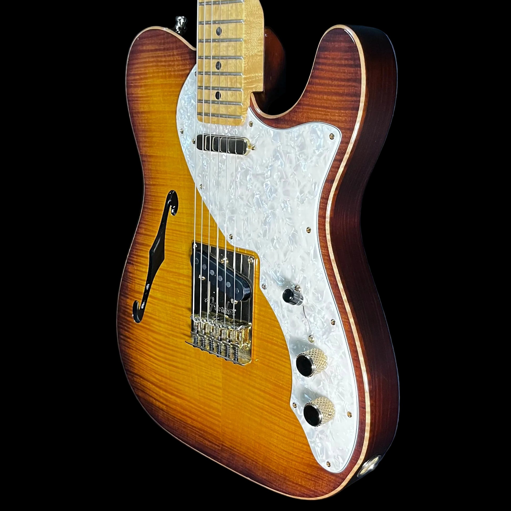 Side front of Used 2013 Fender Select Thinline Telecaster GH w/case TFW3031