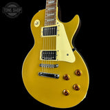 Front angle of Used 1996 Epiphone Les Paul Standard Gold Top.