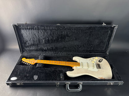 Used 2020 Whitfill Custom Guitars S Style Hardtail Olympic White in case.