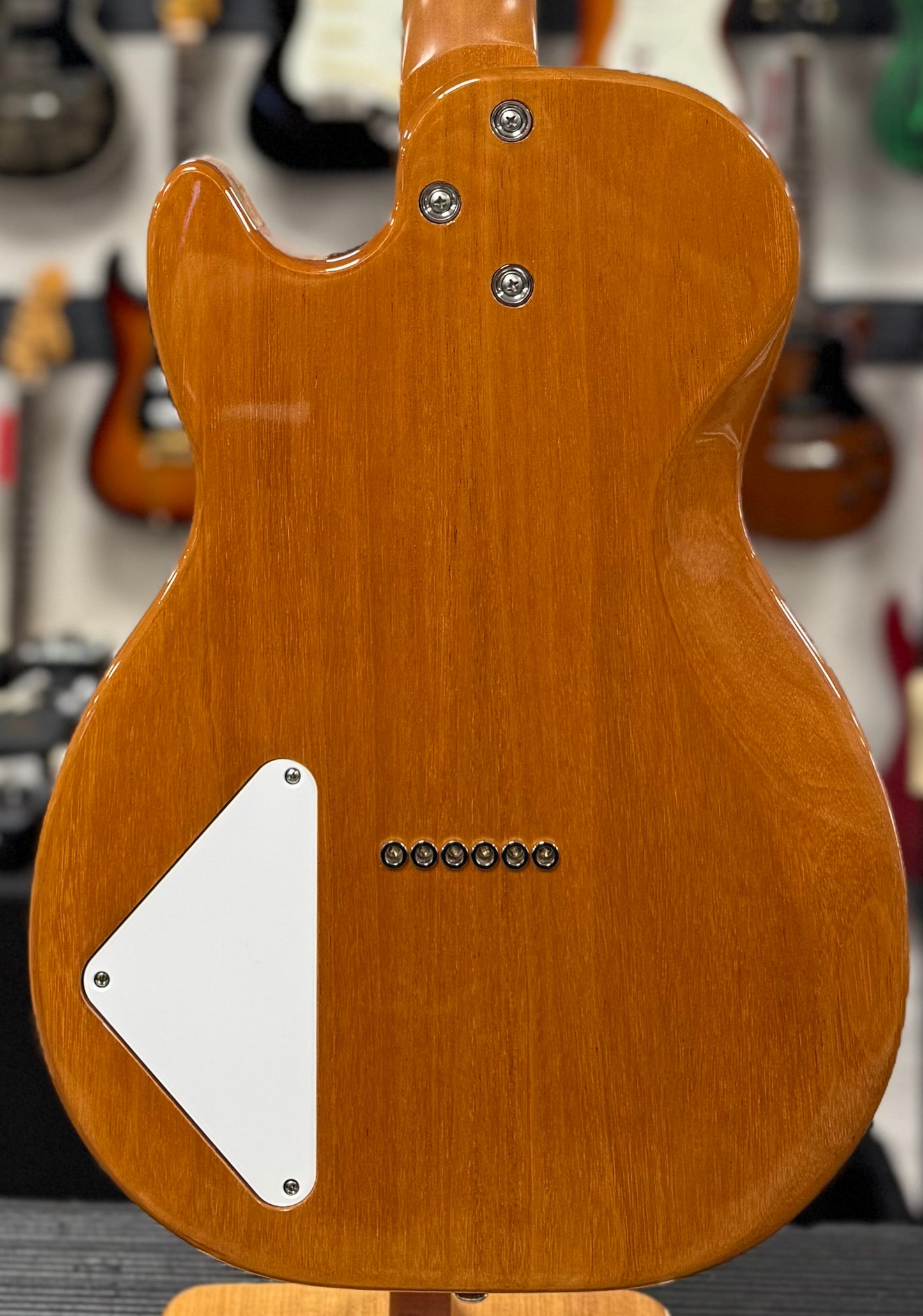 Back of body of Used Harmony Jupiter Thinline Reissue USA TSS6415