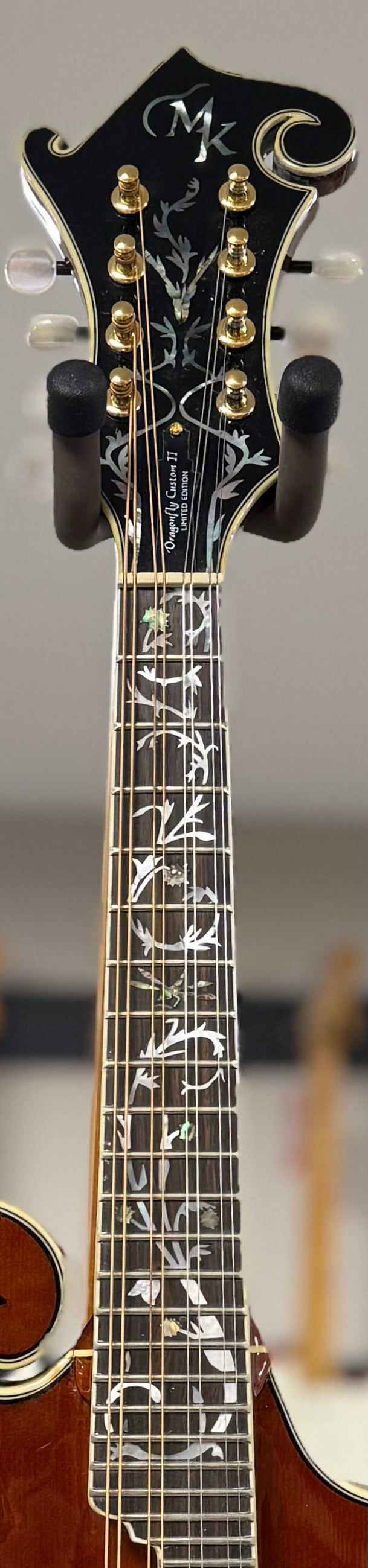 Front of neck of Used Michael Kelly LD-F Dragonfly Custom II Limited Edition w/case TSS6408