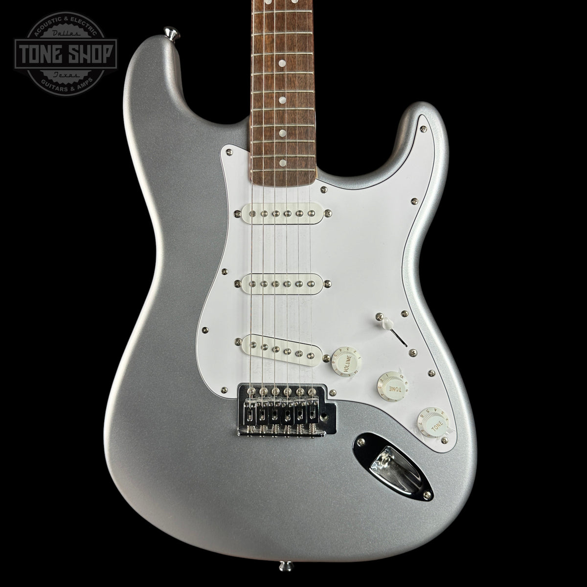 Front of Used Squier Affinity Series Stratocaster Silver.