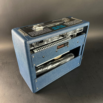 Back angle of Used Fender '68 Custom Vibro Champ Reverb Navy Blue.